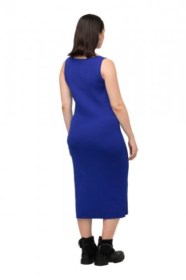 Ulla Popken 817591 Vestido de punto con cuello de pico Azul - Vestidos de punto - 