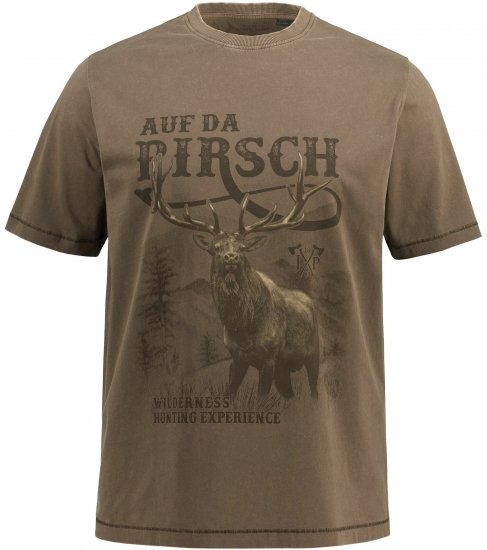 JP1880 Comfortable Fit Vintage Look T-Shirt Light Brown - Camisetas - Camisetas - 2XL-14XL