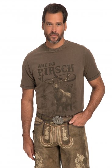 JP1880 Comfortable Fit Vintage Look T-Shirt Light Brown - Camisetas - Camisetas - 2XL-14XL