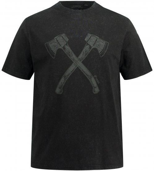 JP1880 Double Axe Design & Vintage Look T-Shirt Black - Camisetas - Camisetas - 2XL-14XL