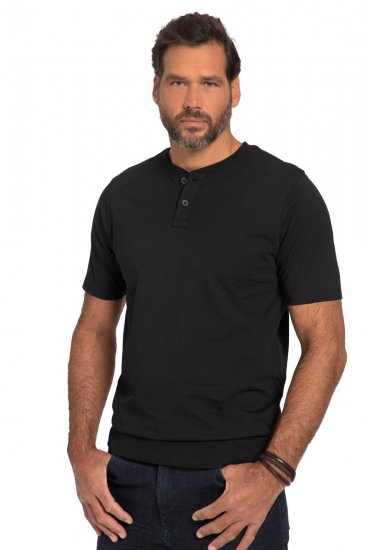 JP1880 818628 Camiseta Henley con corte para barriga Negro - Camisetas - Camisetas - 2XL-14XL