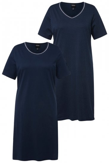 Ulla Popken 819289 Camisón de manga corta pack de 2 Azul marino - Camisones - 
