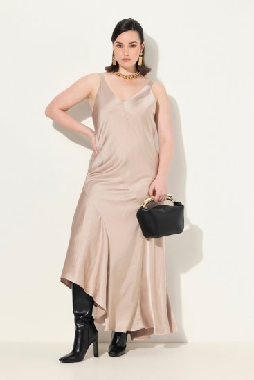 Ulla Popken 820341 Vestido de satén sin mangas Topo - Vestidos de noche - Vestidos de fiesta de gran talla
