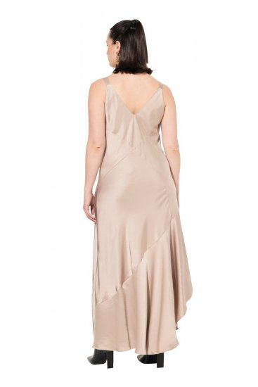 Ulla Popken 820341 Vestido de satén sin mangas Topo - Vestidos de noche - Vestidos de fiesta de gran talla