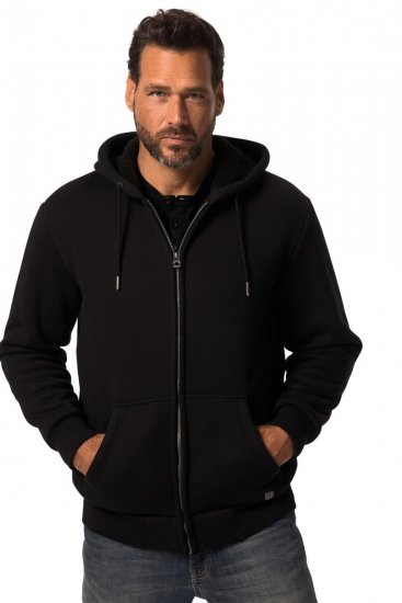 JP1880 820464 Chaqueta con capucha y forro teddy Negro TALL - TALL sudaderas - Sudaderas TALL para hombre alto