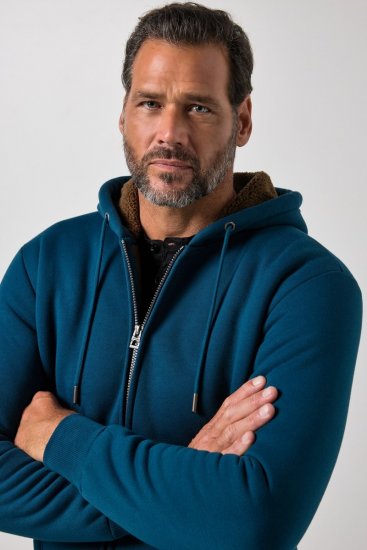 JP1880 820464 Chaqueta con capucha y forro teddy Azul tinta TALL - TALL sudaderas - Sudaderas TALL para hombre alto