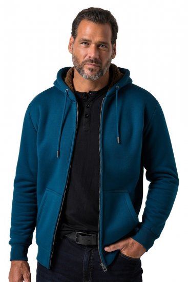 JP1880 820464 Chaqueta con capucha y forro teddy Azul tinta TALL - TALL sudaderas - Sudaderas TALL para hombre alto