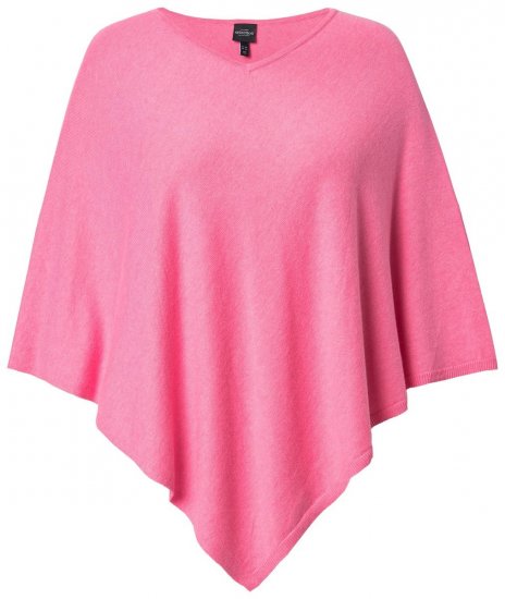 Ulla Popken 820512 Poncho de punto de mezcla de lana con cuello en V Rosa claro - Ponchos y capas - 
