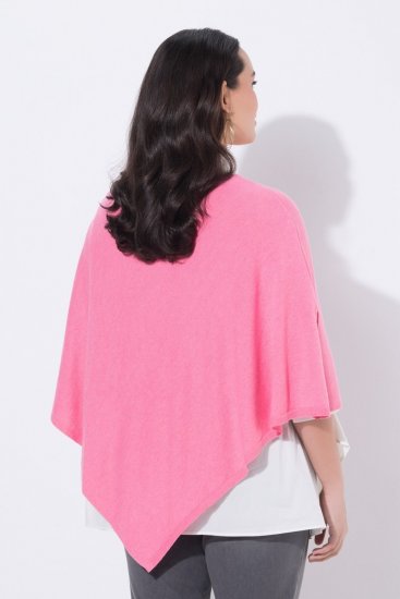 Ulla Popken 820512 Poncho de punto de mezcla de lana con cuello en V Rosa claro - Ponchos y capas - 