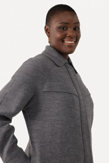 Ulla Popken 820516 Abrigo de lana Gris jaspeado - Abrigos - Abrigos de talla grande