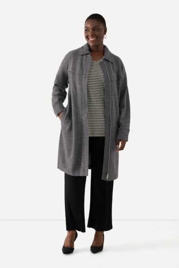 Ulla Popken 820516 Abrigo de lana Gris jaspeado - Abrigos - Abrigos de talla grande