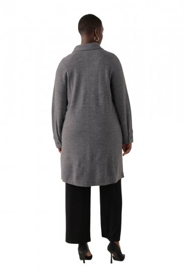 Ulla Popken 820516 Abrigo de lana Gris jaspeado - Abrigos - Abrigos de talla grande