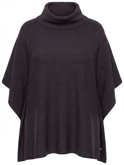 Ulla Popken 820620 Jersey poncho con cuello vuelto Marrón caoba - Ponchos y capas - 
