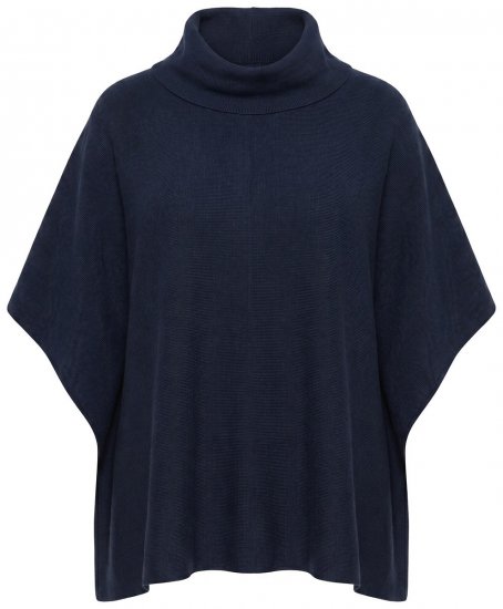 Ulla Popken 820620 Jersey poncho con cuello vuelto Azul marino - Ponchos y capas - 