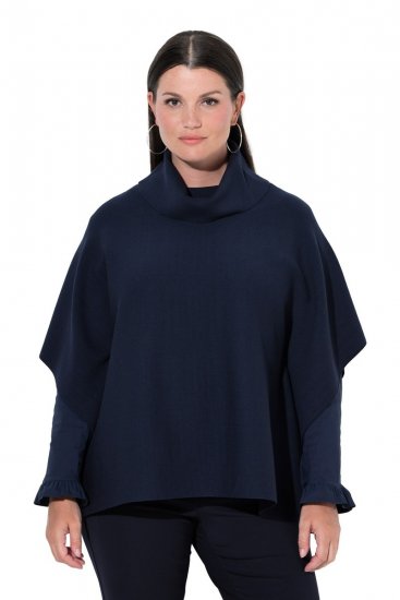 Ulla Popken 820620 Jersey poncho con cuello vuelto Azul marino - Ponchos y capas - 