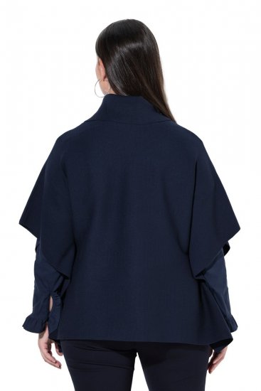 Ulla Popken 820620 Jersey poncho con cuello vuelto Azul marino - Ponchos y capas - 