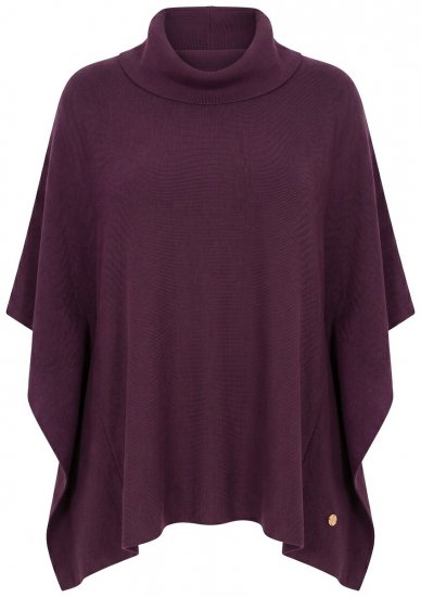 Ulla Popken 820620 Jersey poncho con cuello vuelto Ciruela - Ponchos y capas - 