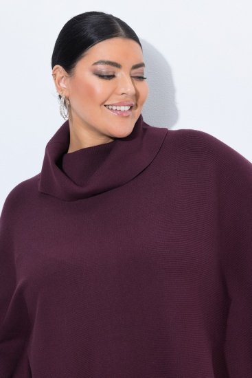 Ulla Popken 820620 Jersey poncho con cuello vuelto Ciruela - Ponchos y capas - 