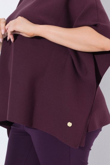 Ulla Popken 820620 Jersey poncho con cuello vuelto Ciruela - Ponchos y capas - 