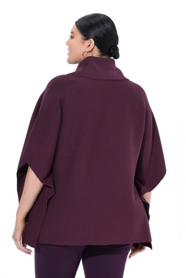 Ulla Popken 820620 Jersey poncho con cuello vuelto Ciruela - Ponchos y capas - 