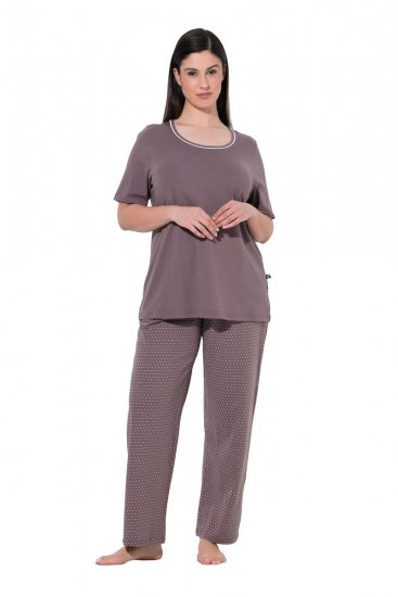 Ulla Popken 821244 Pijama de lunares Marrón - Pijamas/ropa de estar en casa - 