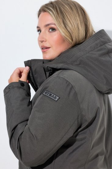 Ulla Popken 821737 Parka acolchada HYPRAR con capucha Gris oscuro jaspeado - Chaquetas - Chaquetas para mujer en tallas grandes