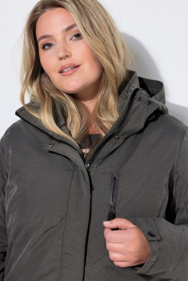 Ulla Popken 821737 Parka acolchada HYPRAR con capucha Gris oscuro jaspeado - Chaquetas - Chaquetas para mujer en tallas grandes