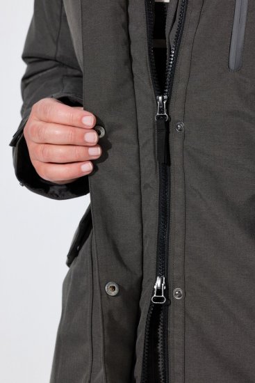 Ulla Popken 821737 Parka acolchada HYPRAR con capucha Gris oscuro jaspeado - Chaquetas - Chaquetas para mujer en tallas grandes