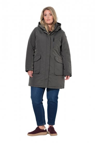 Ulla Popken 821737 Parka acolchada HYPRAR con capucha Gris oscuro jaspeado - Chaquetas - Chaquetas para mujer en tallas grandes