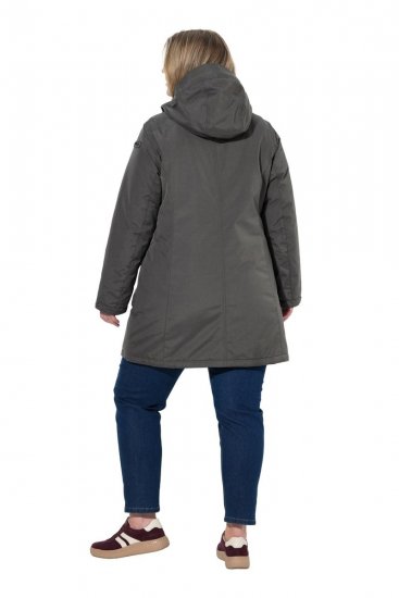 Ulla Popken 821737 Parka acolchada HYPRAR con capucha Gris oscuro jaspeado - Chaquetas - Chaquetas para mujer en tallas grandes