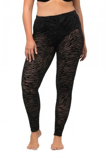 Ulla Popken 822286 Leggings de media con estampado animal Negro - Medias & calcetines - 
