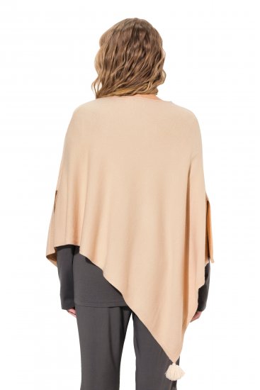 Ulla Popken Knit Pointed Hem Poncho Nature Melange - Sudaderas y hoodies - 