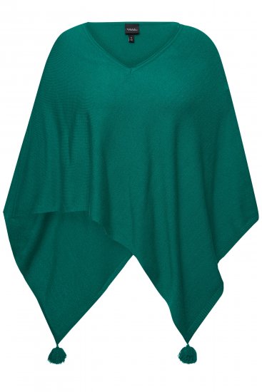 Ulla Popken Knit Pointed Hem Poncho Emerald Green - Sudaderas y hoodies - 