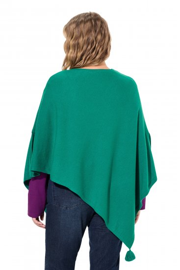 Ulla Popken Knit Pointed Hem Poncho Emerald Green - Sudaderas y hoodies - 