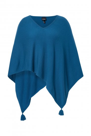 Ulla Popken Knit Pointed Hem Poncho Cerulean - Sudaderas y hoodies - 