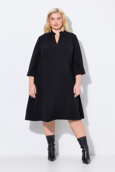 Ulla Popken 823290 Vestido midi con cuello de pico Negro - Vestidos midi - Vestidos midi de talla grande