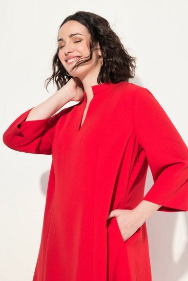 Ulla Popken 823290 Vestido evasé con bolsillos Rojo - Vestidos midi - Vestidos midi de talla grande