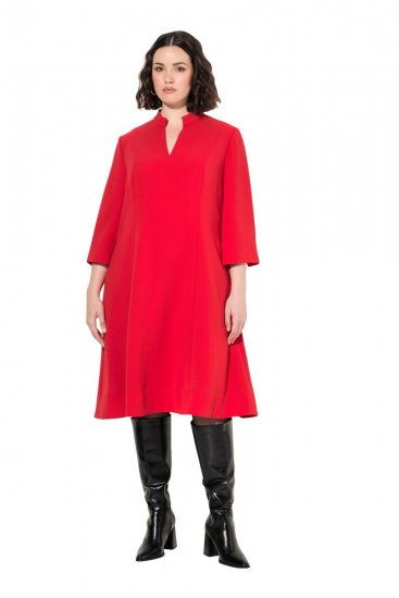 Ulla Popken 823290 Vestido evasé con bolsillos Rojo - Vestidos midi - Vestidos midi de talla grande