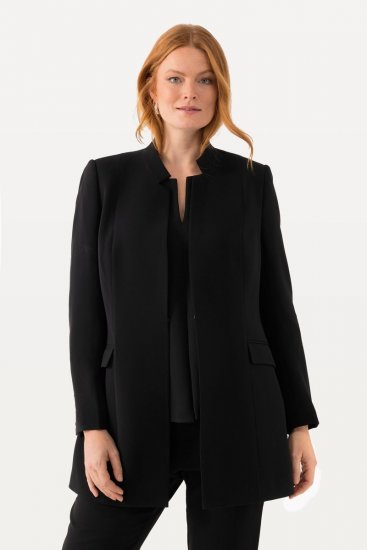 Ulla Popken 823318 Blazer con cuello alto Negro - Blazers - Blazers en tallas grandes para mujer