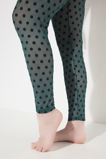 Ulla Popken 823383 Leggings de media de lunares Verde oliva - Medias & calcetines - 