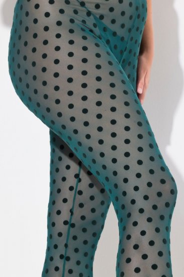 Ulla Popken 823383 Leggings de media de lunares Verde oliva - Medias & calcetines - 