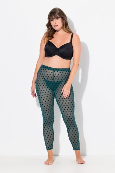 Ulla Popken 823383 Leggings de media de lunares Verde oliva - Medias & calcetines - 