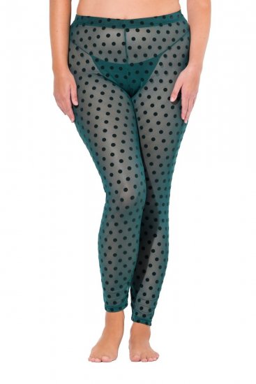 Ulla Popken 823383 Leggings de media de lunares Verde oliva - Medias & calcetines - 
