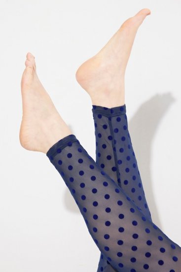 Ulla Popken 823383 Leggings de media de lunares Azul marino - Medias & calcetines - 
