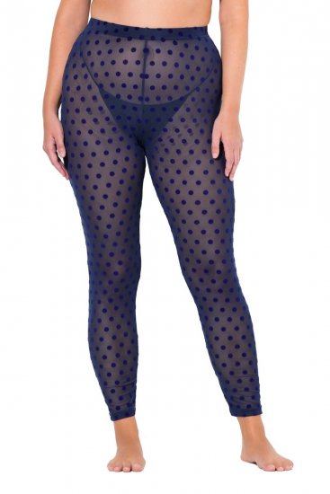 Ulla Popken 823383 Leggings de media de lunares Azul marino - Medias & calcetines - 
