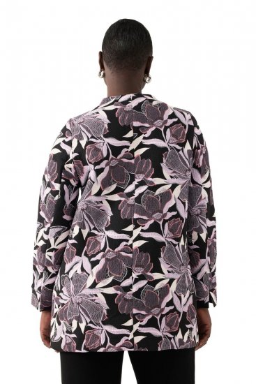 Ulla Popken 823967 Blazer de jacquard floral con manga 3/4 Negro - Blazers - Blazers en tallas grandes para mujer