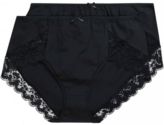 Ulla Popken 824106 Bragas con encaje pack de 2 Negro - Bragas - 