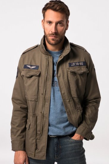 JP1880 Field Jacket with Badges Vintage Look TALL Moss Green - TALL chaquetas - Chaquetas TALL para hombre alto