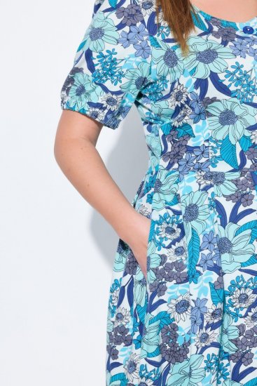 Ulla Popken 824966 Vestido camisero de flores Azul marino - Vestidos camiseros - 