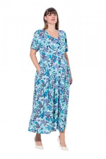 Ulla Popken 824966 Vestido camisero de flores Azul marino - Vestidos camiseros - 